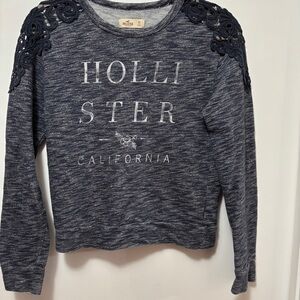 Hollister Women's Navy Sweatshirt with Shoulder Lace